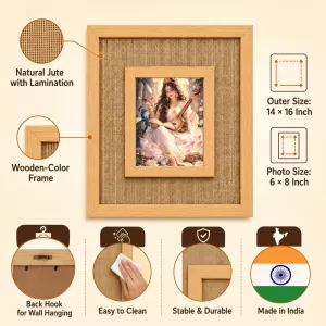Goddess Saraswati Laminated Jute Wall Photo Frame, 14 X 16 Inch (F174436) Goddess Saraswati Laminated Jute Wall Photo Frame, 14 X 16 Inch (F174436)