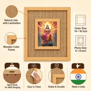 Durga Maa Laminated Jute Wall Photo Frame, 14 X 16 Inch (F174442) Durga Maa Laminated Jute Wall Photo Frame, 14 X 16 Inch (F174442)