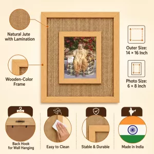 Pramukh Swami Maharaj Laminated Jute Wall Photo Frame, 14 X 16 Inch (F174470) Pramukh Swami Maharaj Laminated Jute Wall Photo Frame, 14 X 16 Inch (F174470)