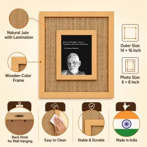 Ramana Maharshi Laminated Jute Wall Photo Frame, 14 X 16 Inch (F174472) Ramana Maharshi Laminated Jute Wall Photo Frame, 14 X 16 Inch (F174472)