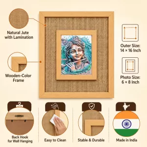 Lord Krishna Laminated Jute Wall Photo Frame, 14 X 16 Inch (F174480) Lord Krishna Laminated Jute Wall Photo Frame, 14 X 16 Inch (F174480)