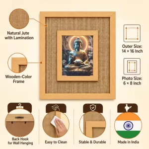 Buddha Laminated Jute Wall Photo Frame, 14 X 16 Inch (F174496) Buddha Laminated Jute Wall Photo Frame, 14 X 16 Inch (F174496)