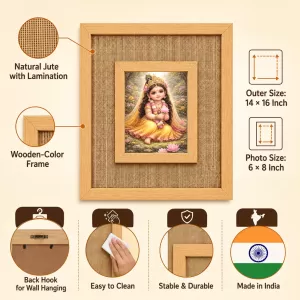 Baby Radha Laminated Jute Wall Photo Frame, 14 X 16 Inch (F174522) Baby Radha Laminated Jute Wall Photo Frame, 14 X 16 Inch (F174522)