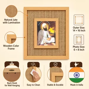 Guru Nanak Ji Laminated Jute Wall Photo Frame, 14 X 16 Inch (F174546)