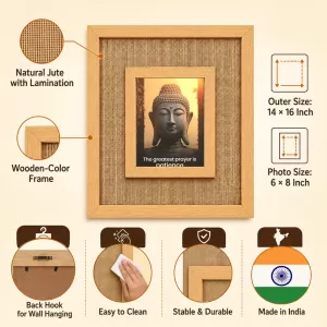 Buddha Laminated Jute Wall Photo Frame, 14 X 16 Inch (F174552) Buddha Laminated Jute Wall Photo Frame, 14 X 16 Inch (F174552)