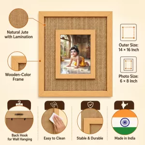 Lord Krishna Laminated Jute Wall Photo Frame, 14 X 16 Inch (F174565) Lord Krishna Laminated Jute Wall Photo Frame, 14 X 16 Inch (F174565)