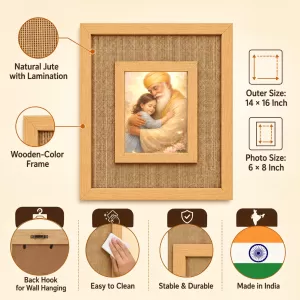 Guru Nanak Ji Laminated Jute Wall Photo Frame, 14 X 16 Inch (F174582)