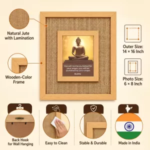Buddha Laminated Jute Wall Photo Frame, 14 X 16 Inch (F174604) Buddha Laminated Jute Wall Photo Frame, 14 X 16 Inch (F174604)