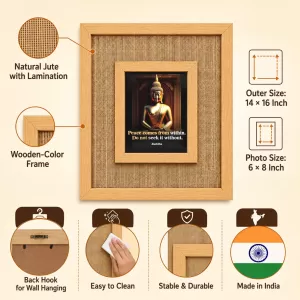 Buddha Laminated Jute Wall Photo Frame, 14 X 16 Inch (F174611) Buddha Laminated Jute Wall Photo Frame, 14 X 16 Inch (F174611)