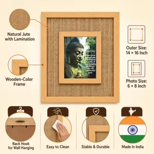 Buddha Laminated Jute Wall Photo Frame, 14 X 16 Inch (F174615) Buddha Laminated Jute Wall Photo Frame, 14 X 16 Inch (F174615)
