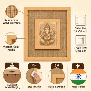 Lord Ganesha Laminated Jute Wall Photo Frame, 14 X 16 Inch (F174634) Lord Ganesha Laminated Jute Wall Photo Frame, 14 X 16 Inch (F174634)