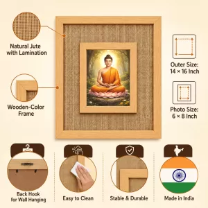 Buddha Laminated Jute Wall Photo Frame, 14 X 16 Inch (F174648) Buddha Laminated Jute Wall Photo Frame, 14 X 16 Inch (F174648)