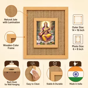 Goddess Saraswati Laminated Jute Wall Photo Frame, 14 X 16 Inch (F174652) Goddess Saraswati Laminated Jute Wall Photo Frame, 14 X 16 Inch (F174652)
