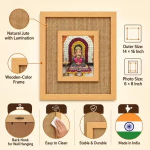Lord Ganesha Laminated Jute Wall Photo Frame, 14 X 16 Inch (F174661)