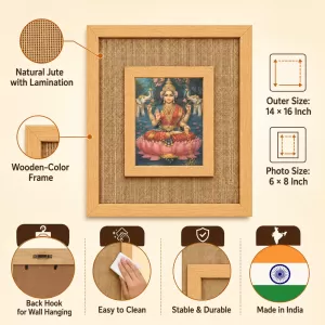 Goddess Lakshmi Laminated Jute Wall Photo Frame, 14 X 16 Inch (F174662) Goddess Lakshmi Laminated Jute Wall Photo Frame, 14 X 16 Inch (F174662)