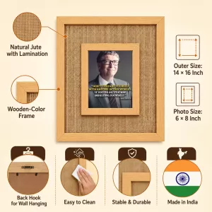 Bill Gates Laminated Jute Wall Photo Frame, 14 X 16 Inch (F174668) Bill Gates Laminated Jute Wall Photo Frame, 14 X 16 Inch (F174668)