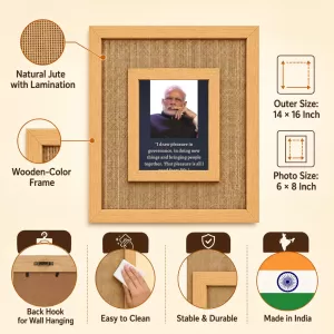 Narendra Modi Laminated Jute Wall Photo Frame, 14 X 16 Inch (F174669) Narendra Modi Laminated Jute Wall Photo Frame, 14 X 16 Inch (F174669)