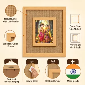 Radha Krishna Laminated Jute Wall Photo Frame, 14 X 16 Inch (F174670) Radha Krishna Laminated Jute Wall Photo Frame, 14 X 16 Inch (F174670)