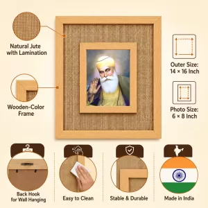 Guru Nanak Dev Ji Laminated Jute Wall Photo Frame, 14 X 16 Inch (F174693) Guru Nanak Dev Ji Laminated Jute Wall Photo Frame, 14 X 16 Inch (F174693)