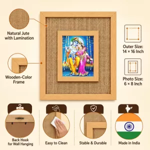 Radha Krishna Laminated Jute Wall Photo Frame, 14 X 16 Inch (F174703) Radha Krishna Laminated Jute Wall Photo Frame, 14 X 16 Inch (F174703)