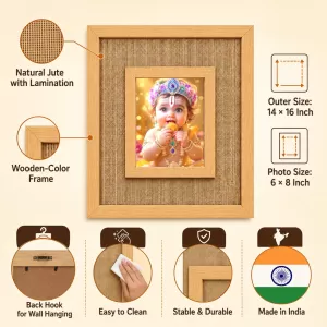 Baby Krishna Laminated Jute Wall Photo Frame, 14 X 16 Inch (F174715) Baby Krishna Laminated Jute Wall Photo Frame, 14 X 16 Inch (F174715)