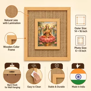 Goddess Lakshmi Laminated Jute Wall Photo Frame, 14 X 16 Inch (F174720) Goddess Lakshmi Laminated Jute Wall Photo Frame, 14 X 16 Inch (F174720)