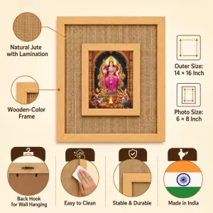 Goddess Mahalakshmi Laminated Jute Wall Photo Frame, 14 X 16 Inch (F174741) Goddess Mahalakshmi Laminated Jute Wall Photo Frame, 14 X 16 Inch (F174741)