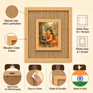 Baby Durga Laminated Jute Wall Photo Frame, 14 X 16 Inch (F174742) Baby Durga Laminated Jute Wall Photo Frame, 14 X 16 Inch (F174742)