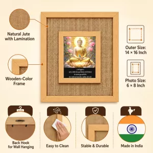 Buddha Laminated Jute Wall Photo Frame, 14 X 16 Inch (F174748) Buddha Laminated Jute Wall Photo Frame, 14 X 16 Inch (F174748)