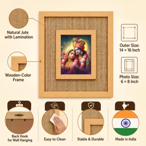 Radha Krishna Laminated Jute Wall Photo Frame, 14 X 16 Inch (F174784) Radha Krishna Laminated Jute Wall Photo Frame, 14 X 16 Inch (F174784)