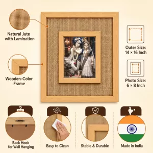 Radha Krishna Laminated Jute Wall Photo Frame, 14 X 16 Inch (F174791) Radha Krishna Laminated Jute Wall Photo Frame, 14 X 16 Inch (F174791)