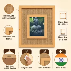 Buddha Laminated Jute Wall Photo Frame, 14 X 16 Inch (F174812) Buddha Laminated Jute Wall Photo Frame, 14 X 16 Inch (F174812)