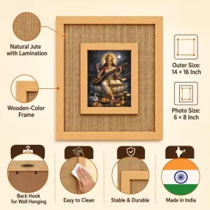 Goddess Saraswati Laminated Jute Wall Photo Frame, 14 X 16 Inch (F174827) Goddess Saraswati Laminated Jute Wall Photo Frame, 14 X 16 Inch (F174827)