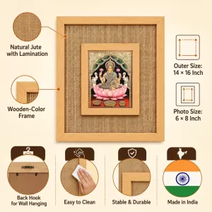 Goddess Lakshmi Laminated Jute Wall Photo Frame, 14 X 16 Inch (F174886) Goddess Lakshmi Laminated Jute Wall Photo Frame, 14 X 16 Inch (F174886)