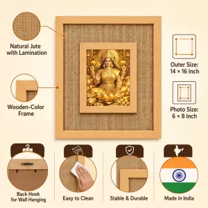 Goddess Lakshmi Laminated Jute Wall Photo Frame, 14 X 16 Inch (F174896) Goddess Lakshmi Laminated Jute Wall Photo Frame, 14 X 16 Inch (F174896)