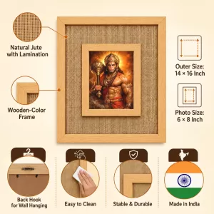 Hanuman Laminated Jute Wall Photo Frame, 14 X 16 Inch (F174919) Hanuman Laminated Jute Wall Photo Frame, 14 X 16 Inch (F174919)