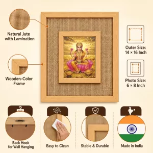 Goddess Lakshmi Laminated Jute Wall Photo Frame, 14 X 16 Inch (F174932) Goddess Lakshmi Laminated Jute Wall Photo Frame, 14 X 16 Inch (F174932)