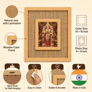Goddess Lakshmi Laminated Jute Wall Photo Frame, 14 X 16 Inch (F174938) Goddess Lakshmi Laminated Jute Wall Photo Frame, 14 X 16 Inch (F174938)