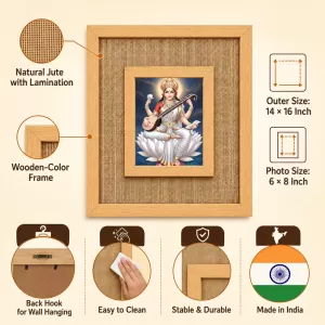 Goddess Saraswati Laminated Jute Wall Photo Frame, 14 X 16 Inch (F174953) Goddess Saraswati Laminated Jute Wall Photo Frame, 14 X 16 Inch (F174953)