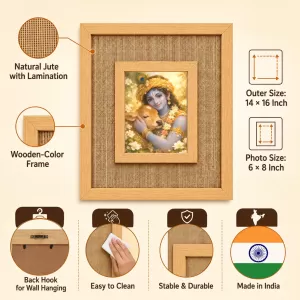 Lord Krishna Laminated Jute Wall Photo Frame, 14 X 16 Inch (F174954) Lord Krishna Laminated Jute Wall Photo Frame, 14 X 16 Inch (F174954)