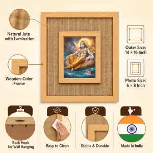 Lord Narayan Laminated Jute Wall Photo Frame, 14 X 16 Inch (F174955) Lord Narayan Laminated Jute Wall Photo Frame, 14 X 16 Inch (F174955)