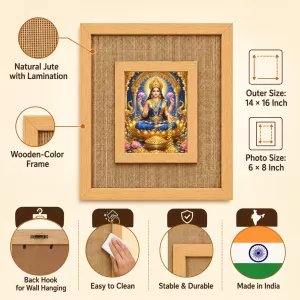 Goddess Lakshmi Laminated Jute Wall Photo Frame, 14 X 16 Inch (F174957) Goddess Lakshmi Laminated Jute Wall Photo Frame, 14 X 16 Inch (F174957)