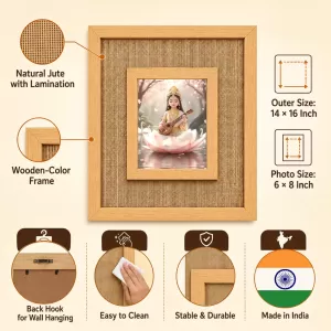 Goddess Saraswati Laminated Jute Wall Photo Frame, 14 X 16 Inch (F174965) Goddess Saraswati Laminated Jute Wall Photo Frame, 14 X 16 Inch (F174965)