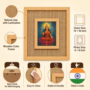 Goddess Lakshmi Laminated Jute Wall Photo Frame, 14 X 16 Inch (F174969) Goddess Lakshmi Laminated Jute Wall Photo Frame, 14 X 16 Inch (F174969)