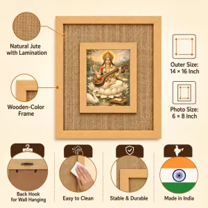 Goddess Saraswati Laminated Jute Wall Photo Frame, 14 X 16 Inch (F174997) Goddess Saraswati Laminated Jute Wall Photo Frame, 14 X 16 Inch (F174997)