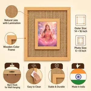 Goddess Lakshmi Laminated Jute Wall Photo Frame, 14 X 16 Inch (F175002) Goddess Lakshmi Laminated Jute Wall Photo Frame, 14 X 16 Inch (F175002)