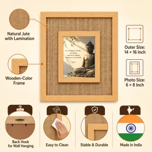 Buddha Laminated Jute Wall Photo Frame, 14 X 16 Inch (F175011) Buddha Laminated Jute Wall Photo Frame, 14 X 16 Inch (F175011)