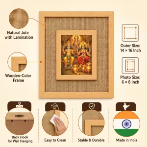 God Ganesha Laminated Jute Wall Photo Frame, 14 X 16 Inch (F175012)
