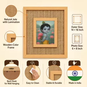 Lord Krishna Laminated Jute Wall Photo Frame, 14 X 16 Inch (F175023) Lord Krishna Laminated Jute Wall Photo Frame, 14 X 16 Inch (F175023)