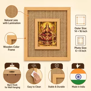 Goddess Lakshmi Laminated Jute Wall Photo Frame, 14 X 16 Inch (F175049) Goddess Lakshmi Laminated Jute Wall Photo Frame, 14 X 16 Inch (F175049)